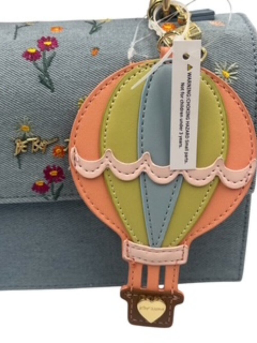 NEW Betsey Johnson Denim Floral Embroidered crossbody handbag Satchel purse - Picture 6 of 14